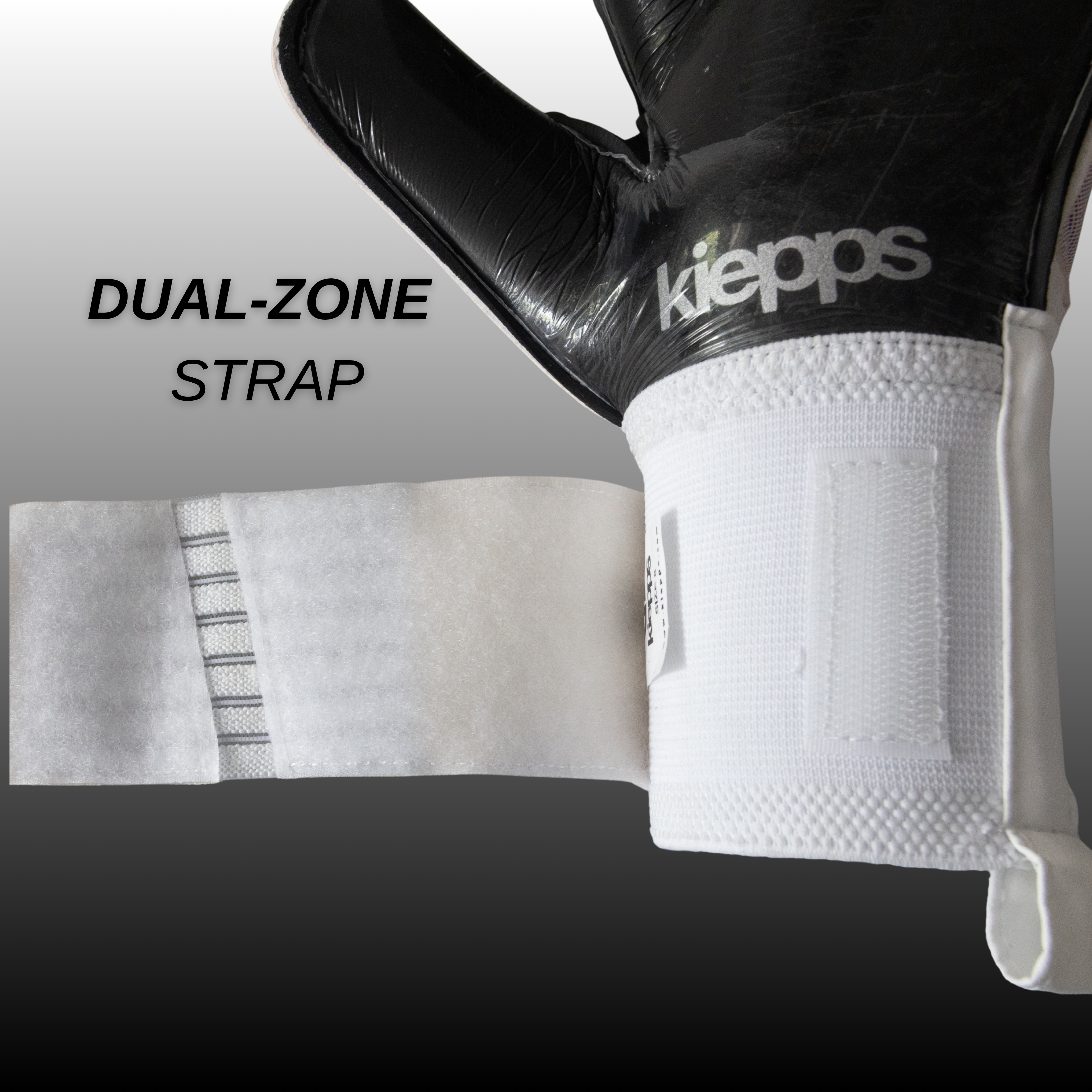 A white full-finger glove with a textured grip and reinforced seams, shown against a white background with a black diagonal brand watermark.